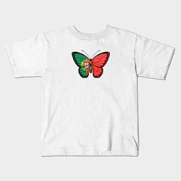 Portuguese Flag Butterfly Kids T-Shirt by jeffbartels